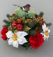 Christmas Memorial pot with white poinsettias